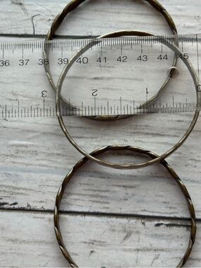 Stackable Hammered taco sterling and Metal Bangle Bracelets - Antique